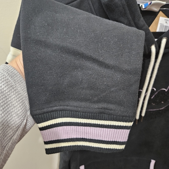 Russell Athletic Black Purple Heavy Fleece Lined Long Sweatshirt Hoodie XLarge - Picture 4 of 13